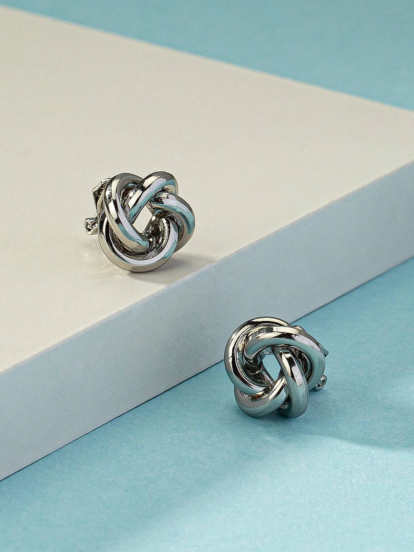 Classic Minimalist Twisted Geometric Stud Earrings