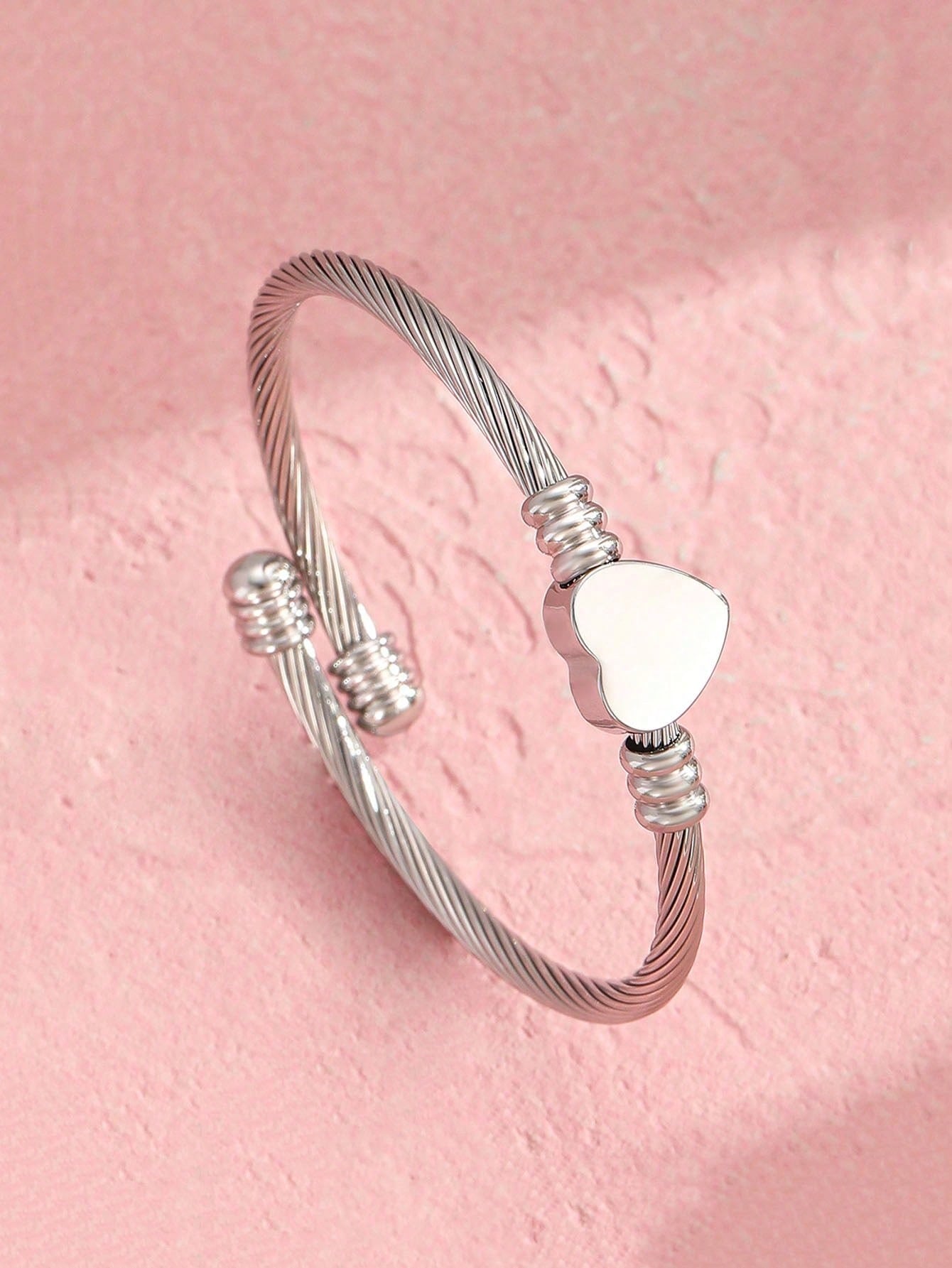 Simple Heart Bangle Bracelet