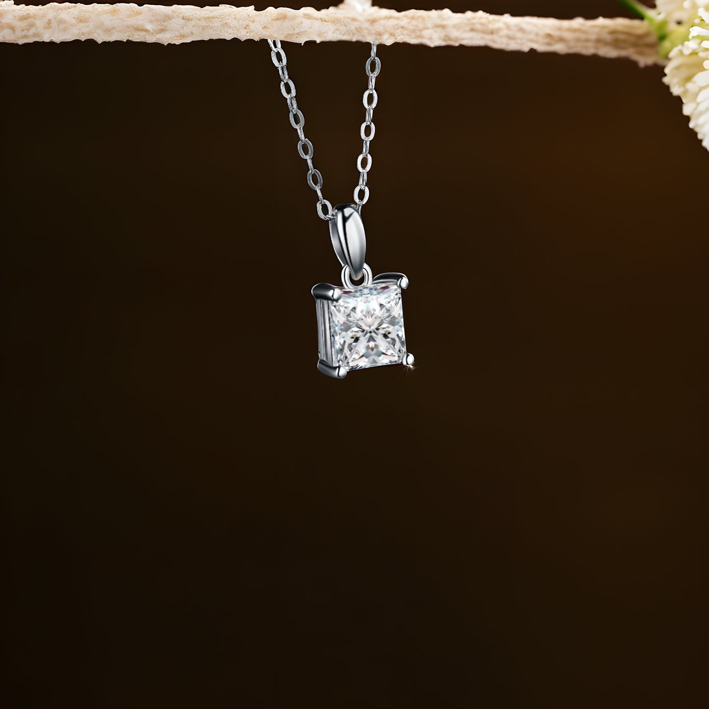 Silver Dimond Pendant Necklace