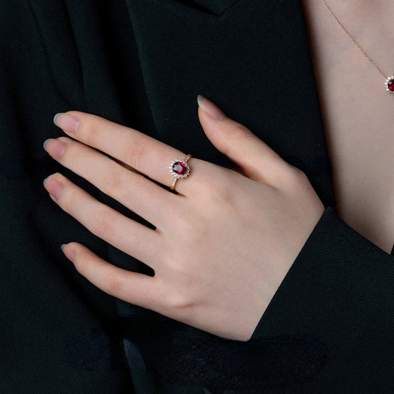 Red Gemstone Ring 18K