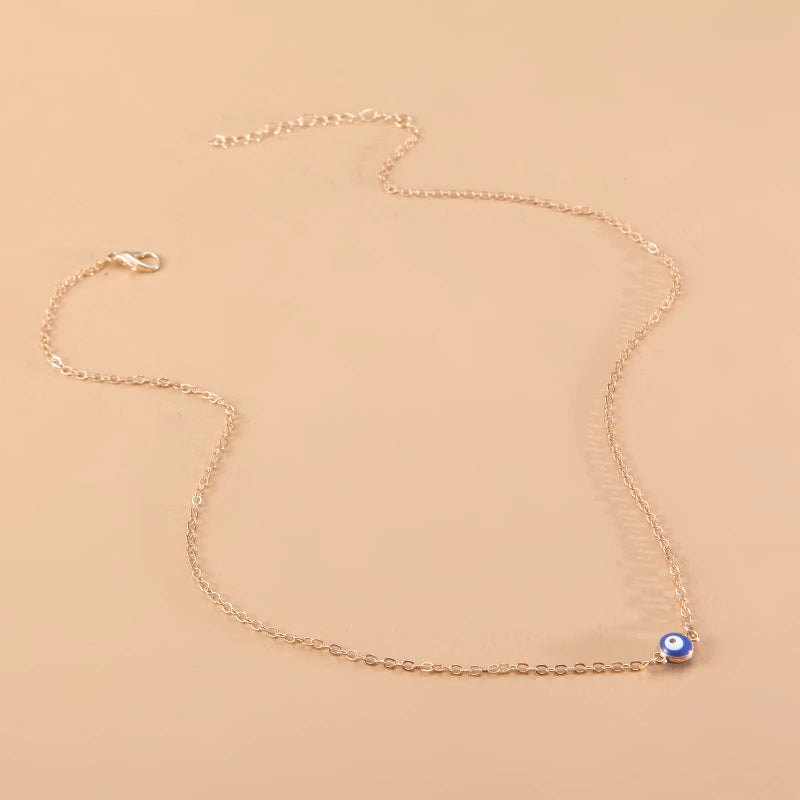 Deep Sea Blue Evil Eye Pendant Necklace