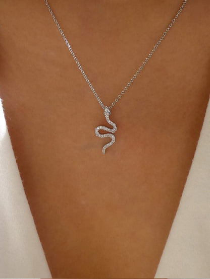 Rhinestone Snake Charm Necklace