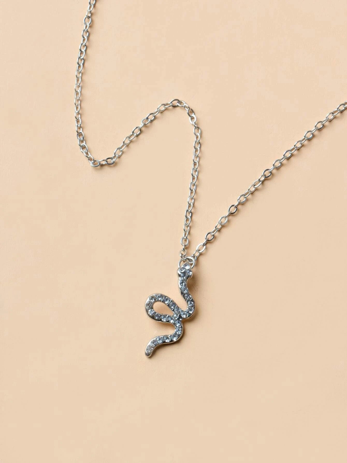 Rhinestone Snake Charm Necklace