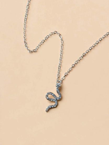 Rhinestone Snake Charm Necklace