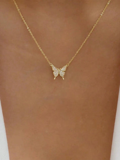 Full Rhinestone Butterfly Shaped Necklace