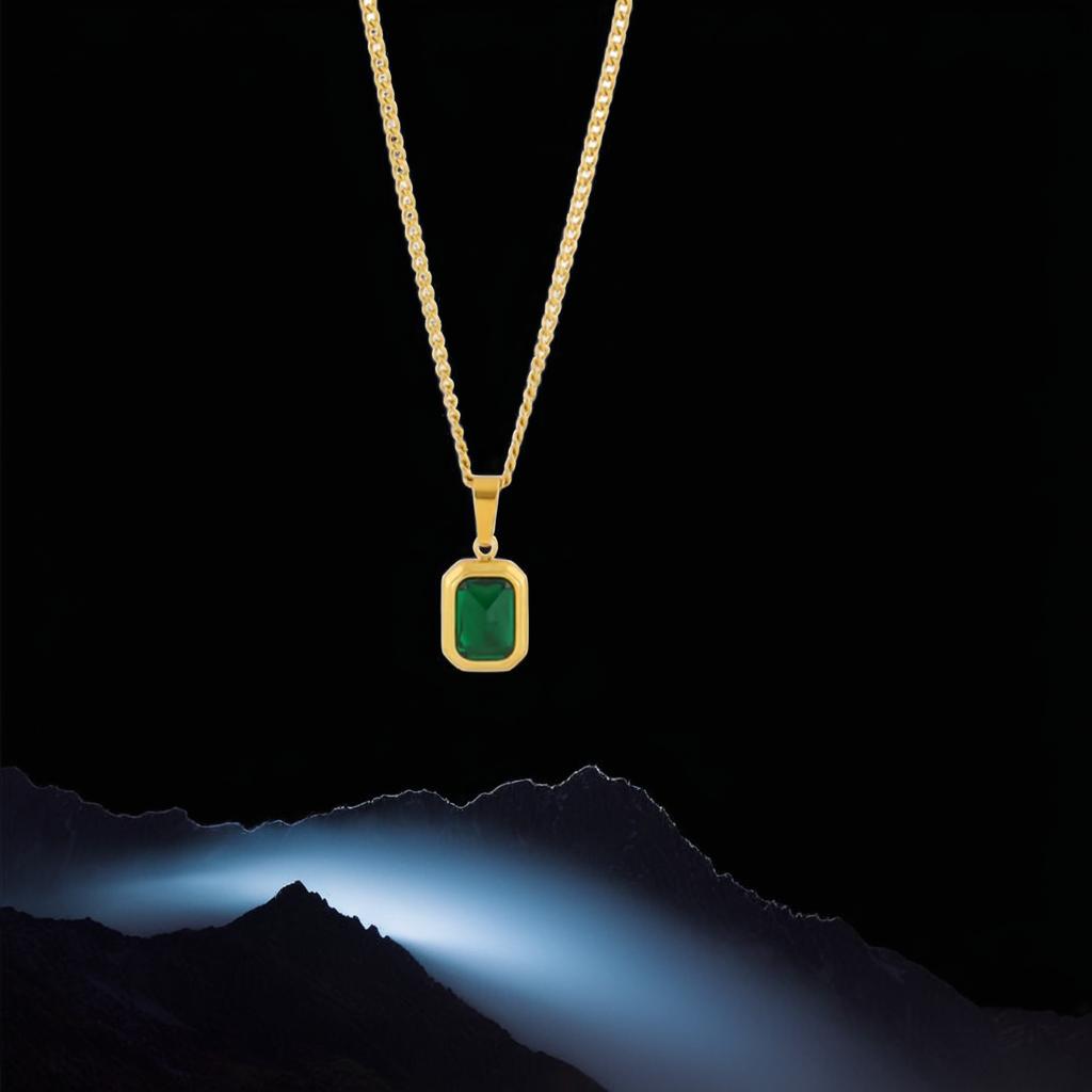  Green Zircon Pendant Necklace 