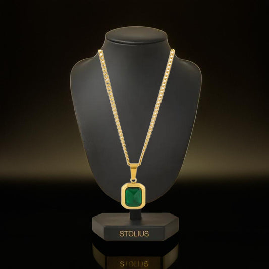  Green Zircon Pendant Necklace 