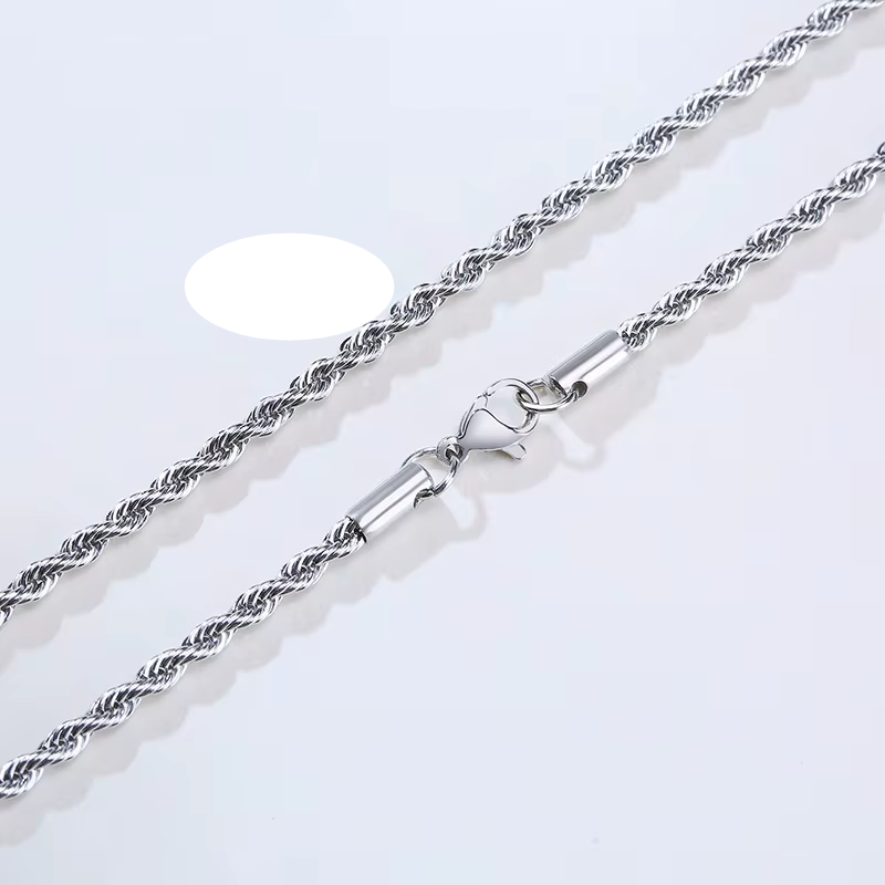 Men Ropes Long Necklace Stainless Steel Minimalist Twist Rope Chain Necklace Available in Gold Color Silver Color 2 to 5Mm