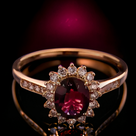 Red Gemstone Ring 18K 