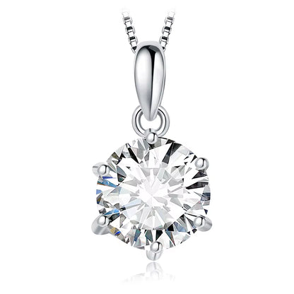 Classic 1Ct round CZ 925 Sterling Silver Pendant Necklace for Woman No Chain Fine Jewelry Fashion Anniversary Gift