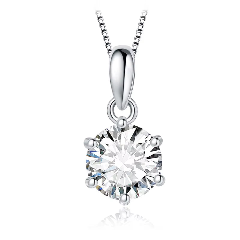 Classic 1Ct round CZ 925 Sterling Silver Pendant Necklace for Woman No Chain Fine Jewelry Fashion Anniversary Gift