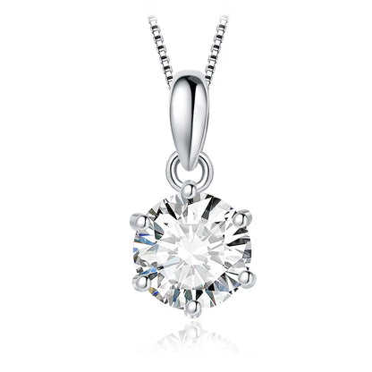 Classic 1Ct round CZ 925 Sterling Silver Pendant Necklace for Woman No Chain Fine Jewelry Fashion Anniversary Gift