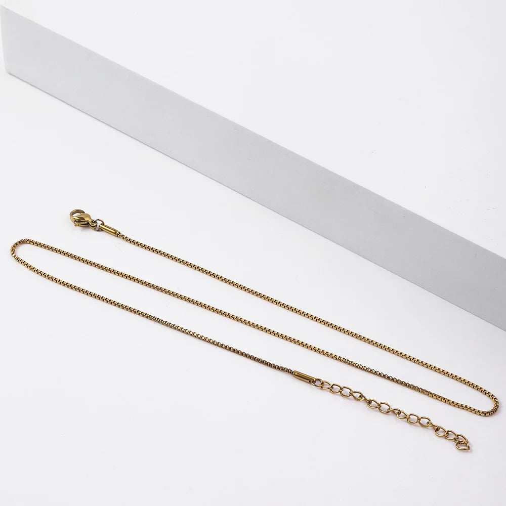 1.2Mm Simple Stainless Steel Box Chain Necklace Gold Color Titanium Steel Men Necklace Fashion Women Jewelry Trend Accessories