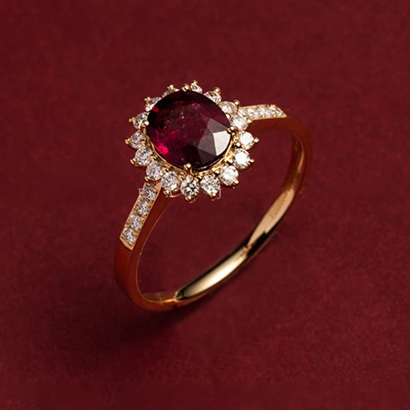 Red Gemstone Ring 18K 