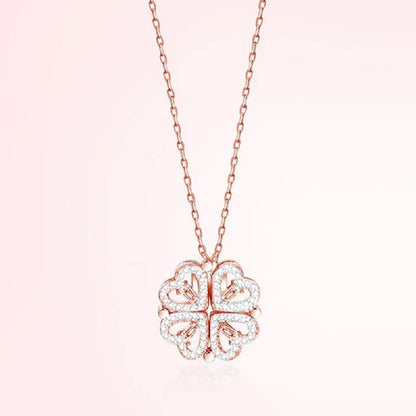 Heart Shaped Four Leaf Clover Pendant Necklace and can transform in to 4 little hearts