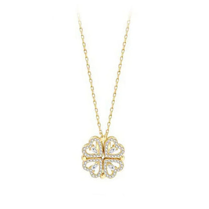 Heart Shaped Four Leaf Clover Pendant Necklace and can transform in to 4 little hearts