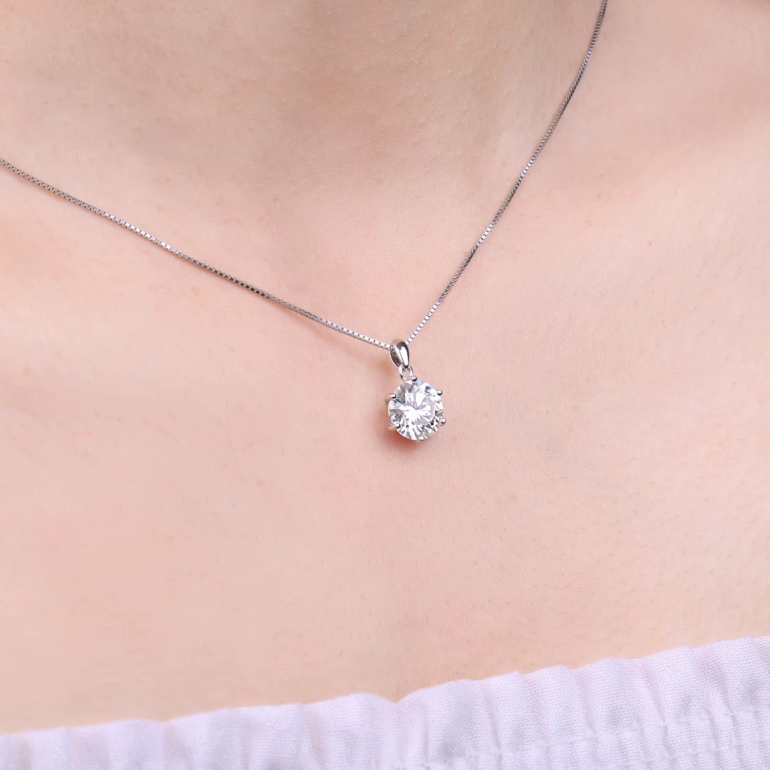 Classic 1Ct round CZ 925 Sterling Silver Pendant Necklace for Woman No Chain Fine Jewelry Fashion Anniversary Gift