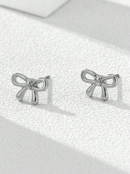 1 Pair Retro Chic Bow Stud Earrings, Versatile & Stylish Fashion Accessories for Women Valentines