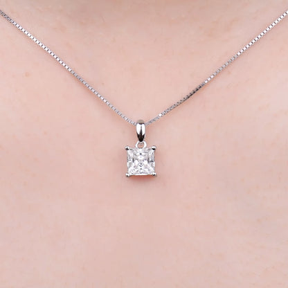 5A CZ 1Ct Princess 925 Sterling Silver Pendant Necklace for Woman Lady Girl No Chain Fashion Birthday Gift